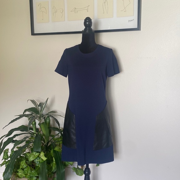 BCBG Maxazria Chrissie Pleather-Blocked Dress - Picture 3 of 14